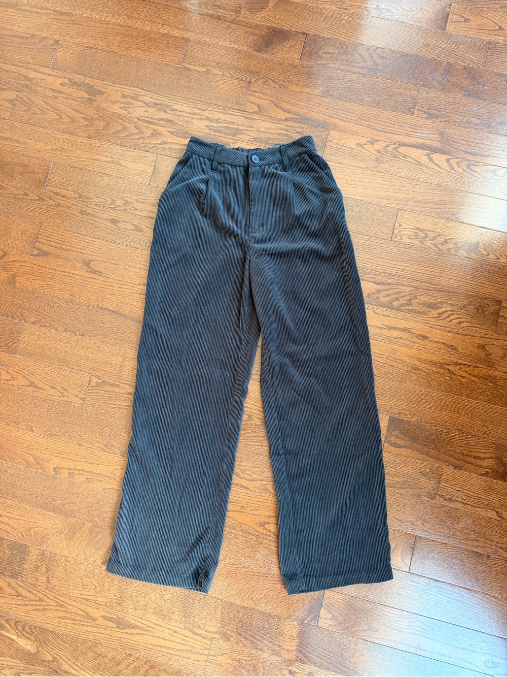Divided Black Corduroy Straight-Leg Trousers